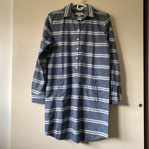 Ann Taylor LOFT cotton striped shirt dress size 0